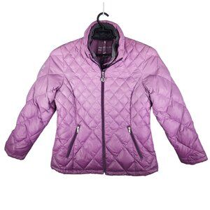 Womens Purple Ombre Free Country Quilted Down Jacket Full Zip Long Sleeve L